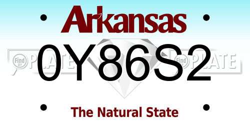 0Y86S2 Arkansas License Plate