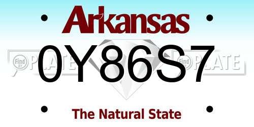 0Y86S7 Arkansas License Plate