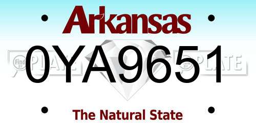 0YA9651 Arkansas License Plate