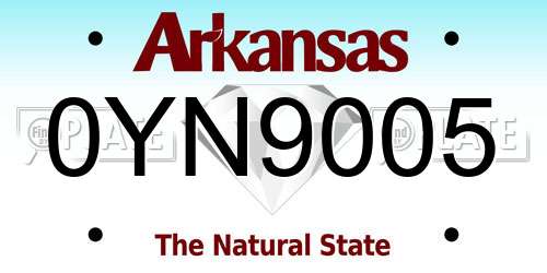 0YN9005 Arkansas License Plate