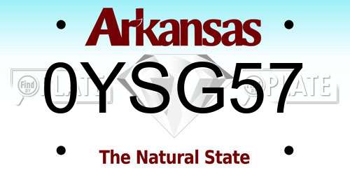 0YSG57 Arkansas License Plate