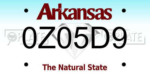 0Z05D9 Arkansas License Plate