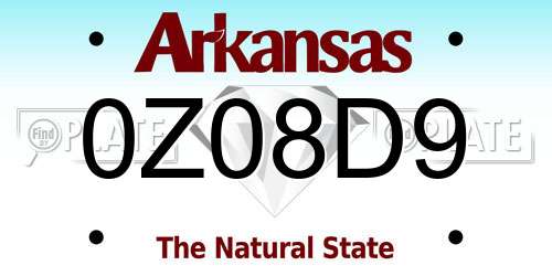 0Z08D9 Arkansas License Plate
