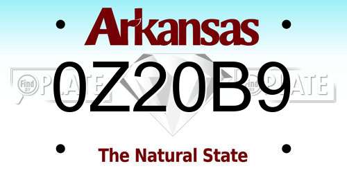 0Z20B9 Arkansas License Plate
