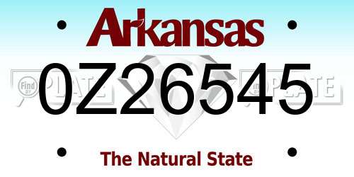 0Z26545 Arkansas License Plate