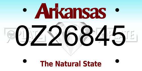 0Z26845 Arkansas License Plate