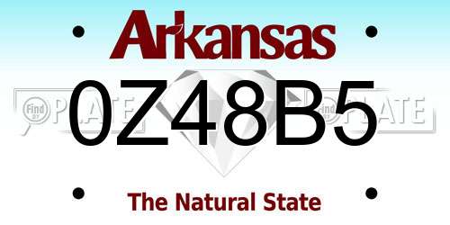 0Z48B5 Arkansas License Plate
