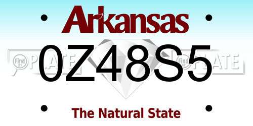 0Z48S5 Arkansas License Plate
