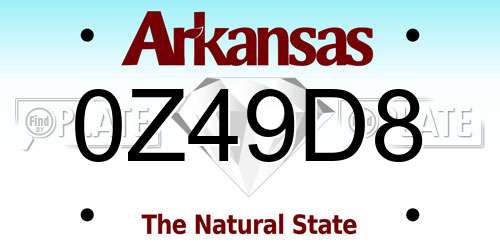 0Z49D8 Arkansas License Plate
