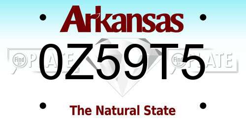0Z59T5 Arkansas License Plate