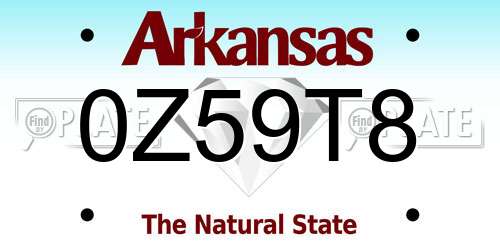 0Z59T8 Arkansas License Plate