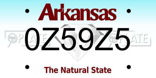 0Z59Z5 Arkansas License Plate