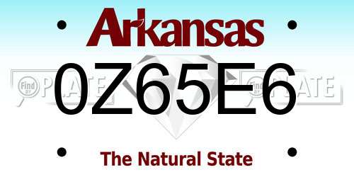 0Z65E6 Arkansas License Plate
