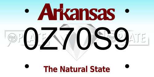 0Z70S9 Arkansas License Plate