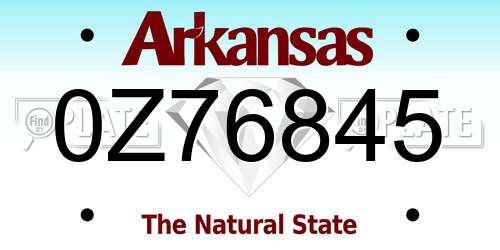 0Z76845 Arkansas License Plate