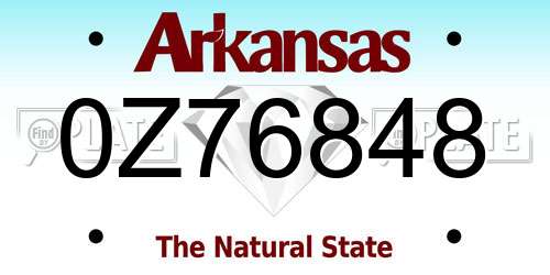 0Z76848 Arkansas License Plate