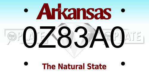 0Z83A0 Arkansas License Plate