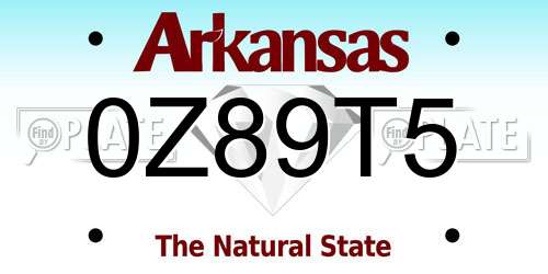 0Z89T5 Arkansas License Plate