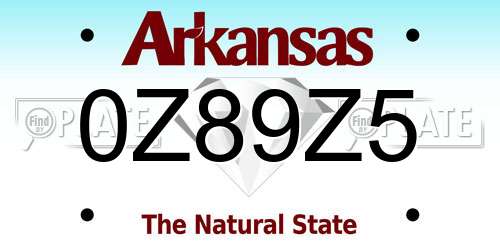 0Z89Z5 Arkansas License Plate