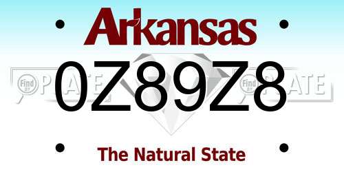 0Z89Z8 Arkansas License Plate