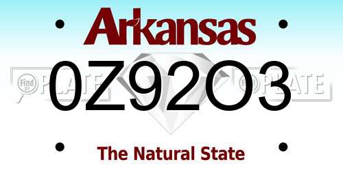 0Z92O3 Arkansas License Plate