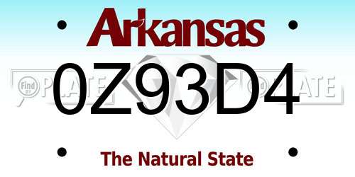 0Z93D4 Arkansas License Plate