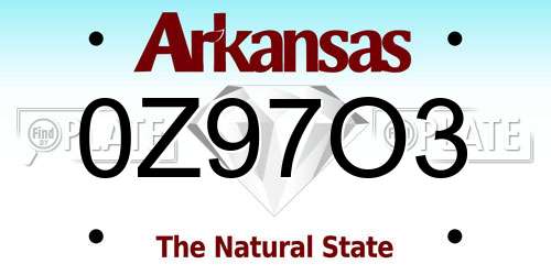 0Z97O3 Arkansas License Plate