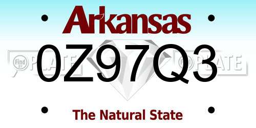 0Z97Q3 Arkansas License Plate