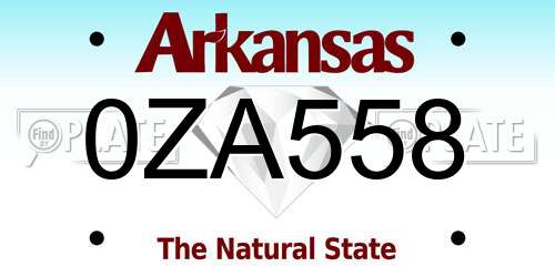 0ZA558 Arkansas License Plate