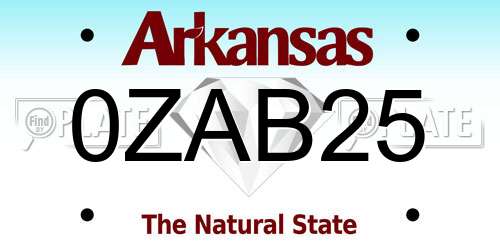 0ZAB25 Arkansas License Plate