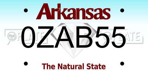 0ZAB55 Arkansas License Plate