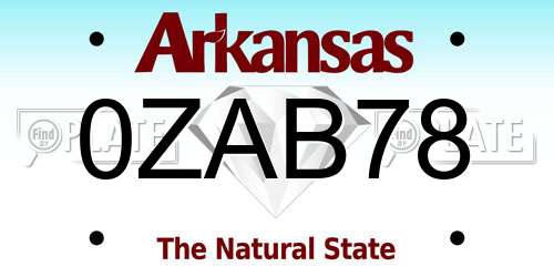 0ZAB78 Arkansas License Plate