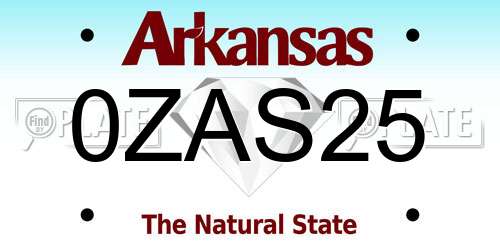 0ZAS25 Arkansas License Plate