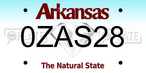 0ZAS28 Arkansas License Plate