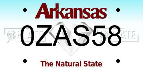 0ZAS58 Arkansas License Plate