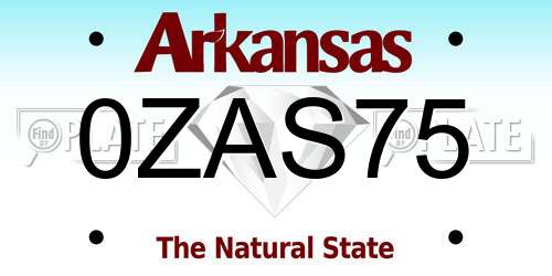 0ZAS75 Arkansas License Plate