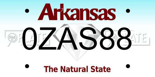 0ZAS88 Arkansas License Plate