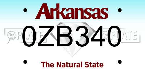 0ZB340 Arkansas License Plate