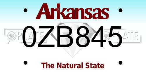 0ZB845 Arkansas License Plate