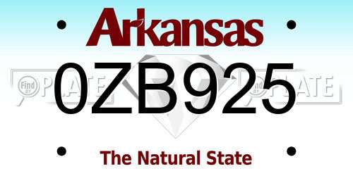 0ZB925 Arkansas License Plate