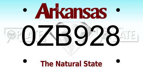 0ZB928 Arkansas License Plate