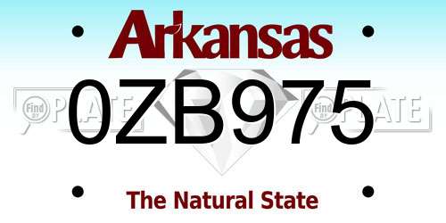 0ZB975 Arkansas License Plate