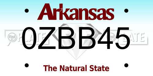 0ZBB45 Arkansas License Plate