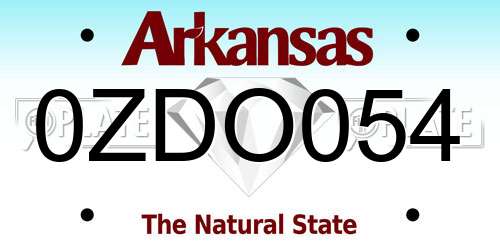 0ZDO054 Arkansas License Plate