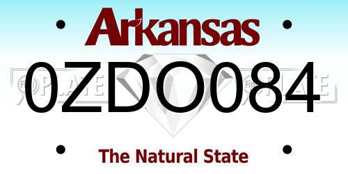 0ZDO084 Arkansas License Plate