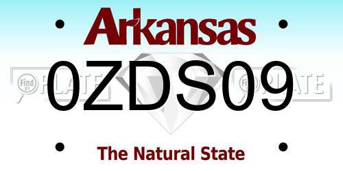 0ZDS09 Arkansas License Plate