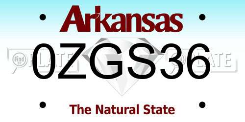 0ZGS36 Arkansas License Plate