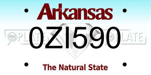 0ZI590 Arkansas License Plate