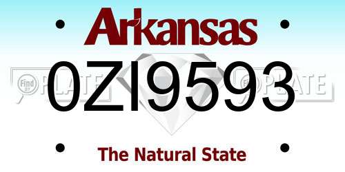 0ZI9593 Arkansas License Plate