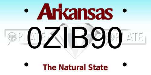 0ZIB90 Arkansas License Plate